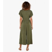 Apricot Olive Short Sleeve Wide Leg Cropped Jumpsuit New Look
