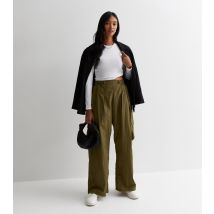 Women's Olive Wide Leg Cargo Trousers ONLY New Look