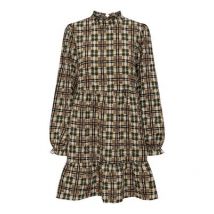 ONLY Brown Check Print Long Sleeve Tiered Mini Dress New Look