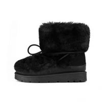 South Beach Black Faux Fur Lace Up Snow Boots New Look