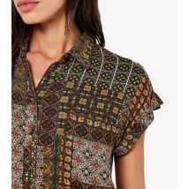 Apricot Mustard Patchwork Mini Shirt Dress New Look