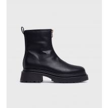 Women's Black Matte Leather-Look Zip Front Boots London Rebel New Look