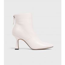 Women's Cream Leather-Look Stiletto Heel Boots London Rebel New Look