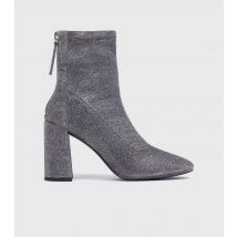 Women's Silver Glitter Pointed Block Heel Sock Boots London Rebel New Look