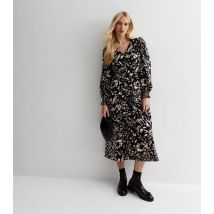 Cameo Rose Black Abstract Print Button Front Midaxi Dress New Look