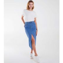 Women's Bright Blue Denim Midi Skirt Blue Vanilla New Look