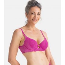Women's Mid Pink Satin Floral Lace Underwired Bra Dorina New Look