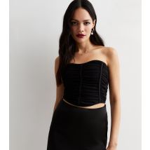 Women's Black Mesh Bandeau Corset Top Cameo Rose New Look