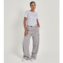 Women's Grey Pinstripe Wide Leg Cargo Trousers Urban Bliss New Look