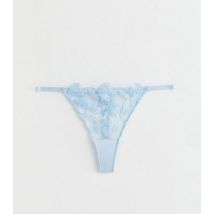 Pale Blue Floral Embroidered Thong New Look