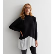Women's Black Knit 2-in-1 Jumper Shirt Cameo Rose New Look