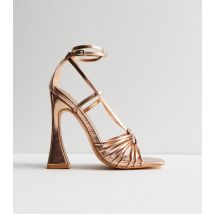 Women's Rose Gold Flared Heel Sandals Public Desire New Look