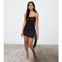 Women's Black Ruched Strappy Mini Dress Cameo Rose New Look