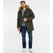 Men's Threadbare Khaki Faux Fur Trim Hooded Parka Jacket New Look