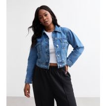 Women's Plus Size Blue Denim Crop Jacket Curves Urban Bliss New Look
