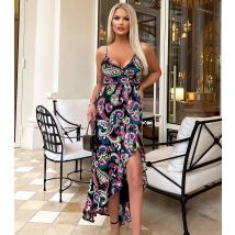 Women's Black Paisley Strappy Wrap Midi Dress AX Paris New Look