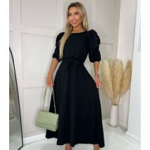 Missfiga Black Ruched Sleeve Maxi Dress New Look