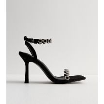 Women's Black Diamanté Trim Stiletto Heel Sandals Public Desire New Look