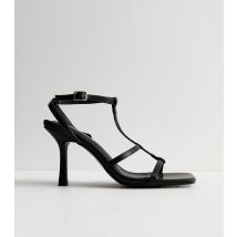 Women's Black Leather-Look Stiletto Heel Sandals Public Desire New Look
