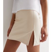 Pink Vanilla Stone Leather-Look Mini Skirt New Look