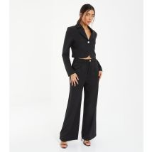 Women's Black Woven Wide Leg Trousers Quiz New Look