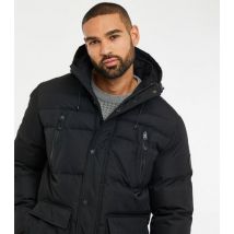 Men's Threadbare Black Padded Hooded Jacket New Look