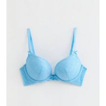 Pale Blue Butterfly Lace Push Up Bra New Look