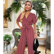 AX Paris Red Floral Belted Jumpsuit New Look