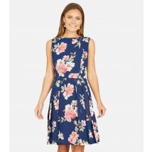 Women's Navy Floral Scoop Back Mini Dress Mela New Look