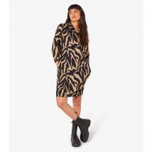 Women's Brown Zebra Print Slouch Neck Mini Dress Apricot New Look