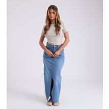 Women's Mid Blue Wash Denim Maxi Skirt Urban Bliss New Look