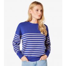 Women's Blue Stripe Knit Crew Neck Jumper Apricot New Look