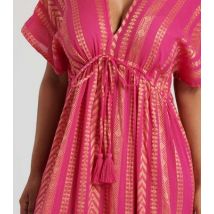South Beach Pink Abstract Print Cotton V Neck Tiered Maxi Dress New Look