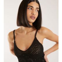 Women's Black Crochet Strappy Midi Dress Pink Vanilla New Look
