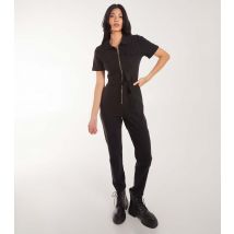 Women's Black Zip Front Jumpsuit Pink Vanilla New Look