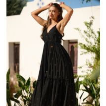 Women's Black Embellished Strappy Tiered Maxi Dress South Beach New Look