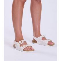 South Beach Cream Double-Strap Sandals New Look