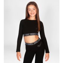 Girls' Black Long Sleeve Crop Top Pineapple New Look