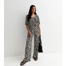 Women's Black Zebra Print Plisse Wide Leg Trousers JDY New Look