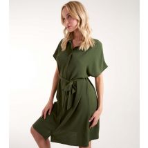 Women's Olive Belted Mini Shirt Dress Blue Vanilla New Look