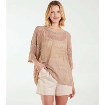 Women's Gold Crochet Short Sleeve Top Blue Vanilla New Look