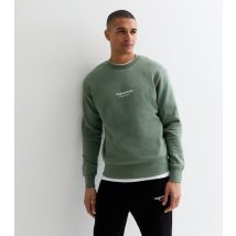 Men's Green Regular Original Studios Logo Crew Neck Sweatshirt Jack & Jones New Look