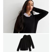 Girls' Pack of 2 Black Crew Neck School Jumpers New Look