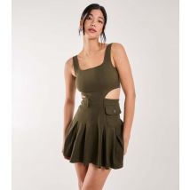 Women's Khaki Cut Out Utility Mini Dress Pink Vanilla New Look