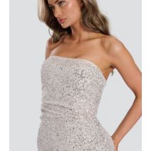 Finding Friday Silver Sequin Strapless Dress New Look