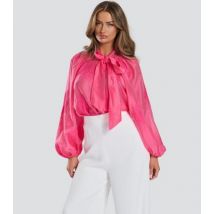 Finding Friday Pink Embroidered Balloon-Sleeve Blouse New Look