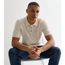 Men's Off White Regular Knitted Polo Shirt Jack & Jones New Look