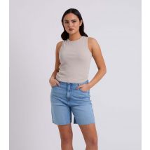 Women's Stone Ribbed Racer Vest Top Urban Bliss New Look