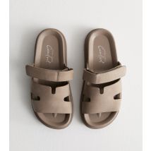 Women's Mink Suedette Flat Sandals Vegan New Look