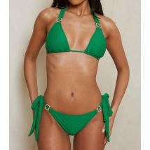 Moda Minx Green Gem Embellished Triangle Bikini Top New Look